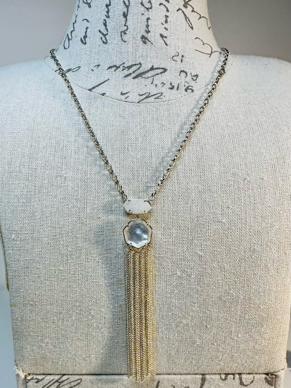 Kendra Scott Reversible White Shell Tassel Pendant Necklace